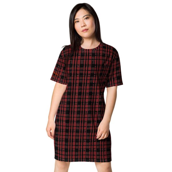 Black Red Tight Plaid T-shirt dress Fashion