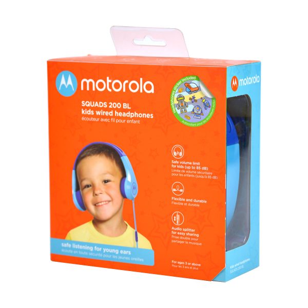 Motorola Squads 200 Kids Wired Headphones - Blue Fashion