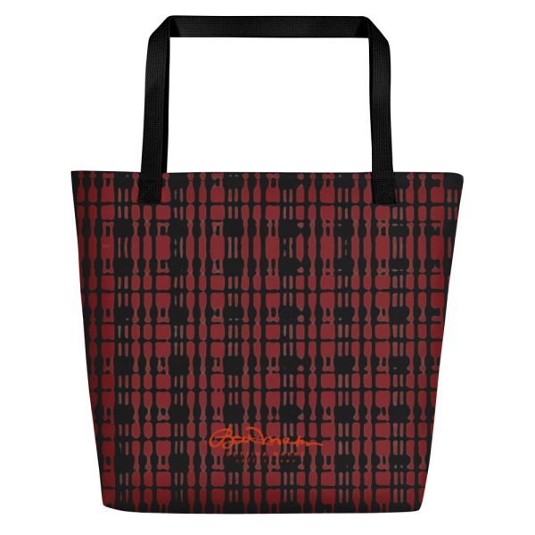 Black Red Tight Plaid Teachers Tote Bag For Sale