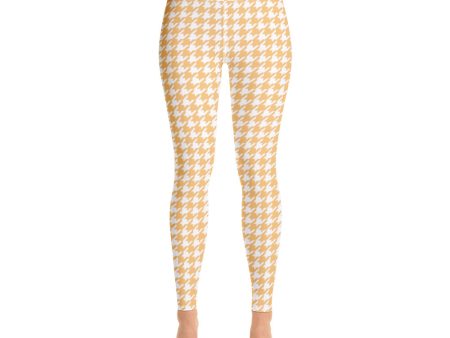 Banana Houndstooth Yoga Leggings Hot on Sale