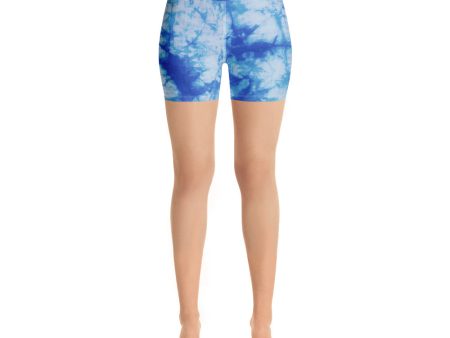 Blue Tie Dye Yoga Shorts Fashion