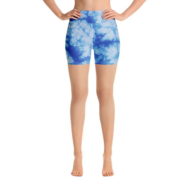 Blue Tie Dye Yoga Shorts Fashion