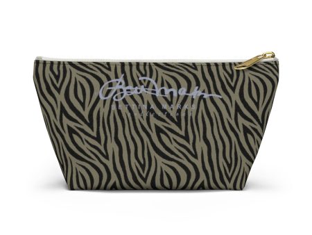 Khaki Zebra Accessory Pouch w T-bottom Sale