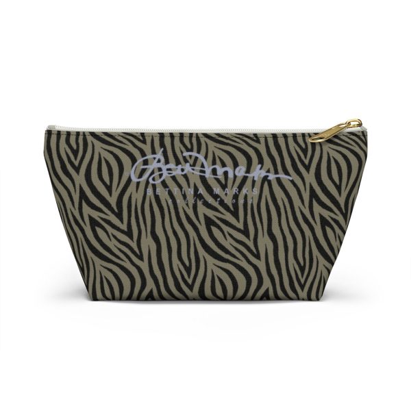 Khaki Zebra Accessory Pouch w T-bottom Sale