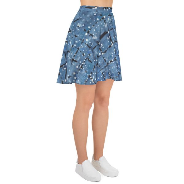 Blue&White Dotted Plaid Skater Skirt Online