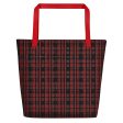 Black Red Tight Plaid Teachers Tote Bag For Sale