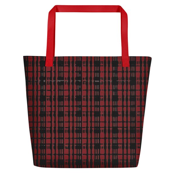 Black Red Tight Plaid Teachers Tote Bag For Sale