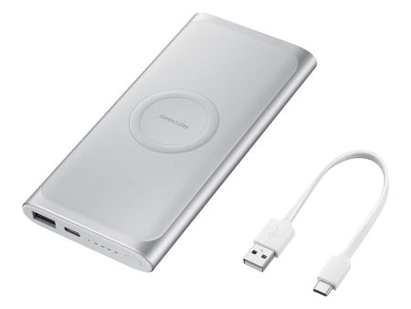 Samsung Wireless Charger Portable Battery (10,000mAh) and USB-C Cable- Silver Hot on Sale