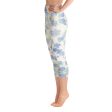 Blu&White Watercolor Floral Yoga Capri Leggings Cheap