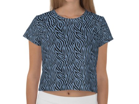 Blue Zebra Print Crop Tee Supply