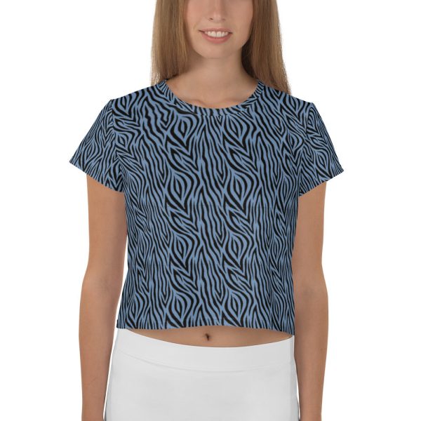 Blue Zebra Print Crop Tee Supply