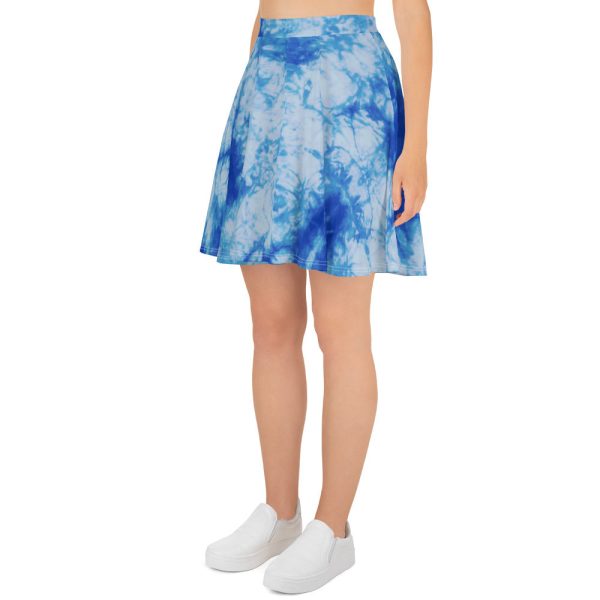 Blue Tie Dye Skater Skirt Cheap