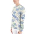 Blu&White Watercolor Floral Long Sleeve Tops Hot on Sale