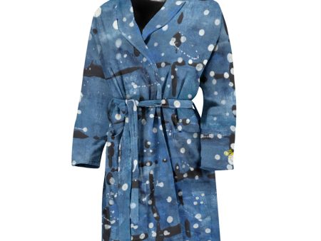 Blu&White Dotted Plaid Bath Robe Online