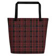 Black Red Tight Plaid Teachers Tote Bag For Sale