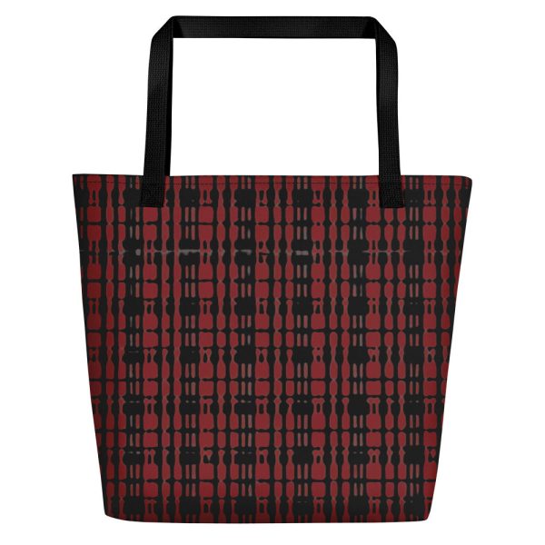 Black Red Tight Plaid Teachers Tote Bag For Sale