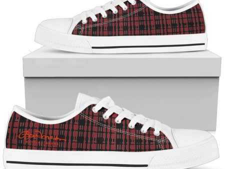 Black Red Tight Plaid Low Top Sneakers For Discount