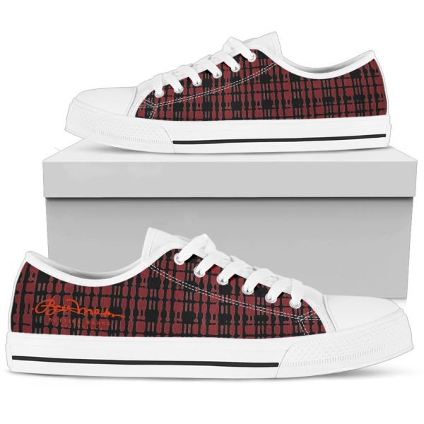 Black Red Tight Plaid Low Top Sneakers For Discount