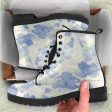 Blu&White Watercolor Floral Leather Boots (Vegan) Discount