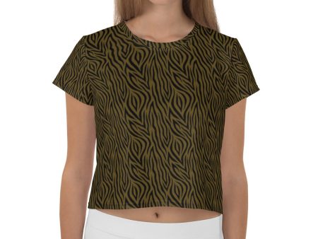 Olive Zebra Print Crop Tee Online now