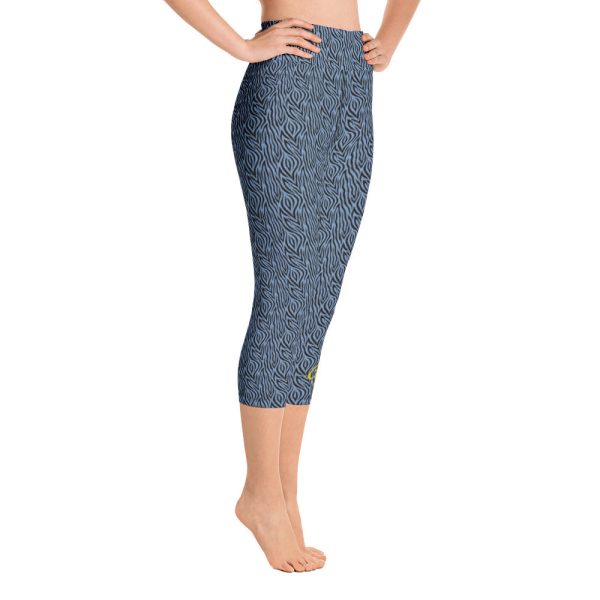 Blue Zebra Yoga Capri Leggings For Sale