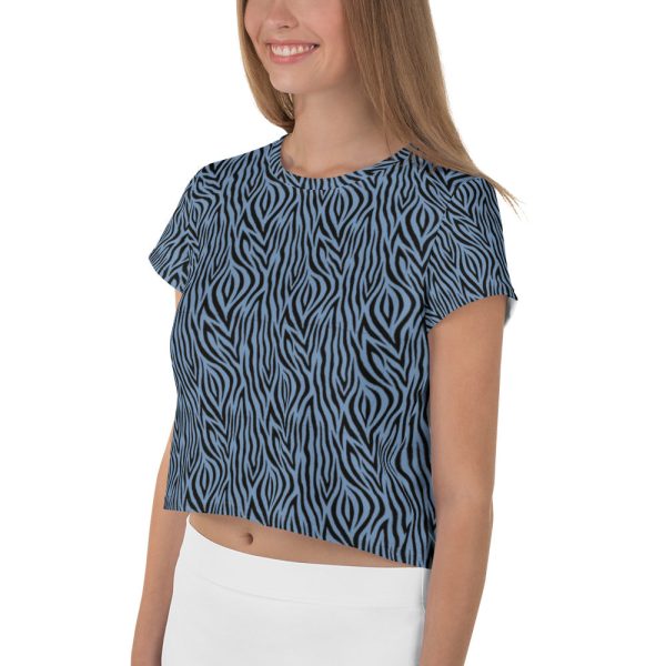 Blue Zebra Print Crop Tee Supply