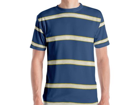 Blue Yellow White Stripe Men s T-shirt Discount