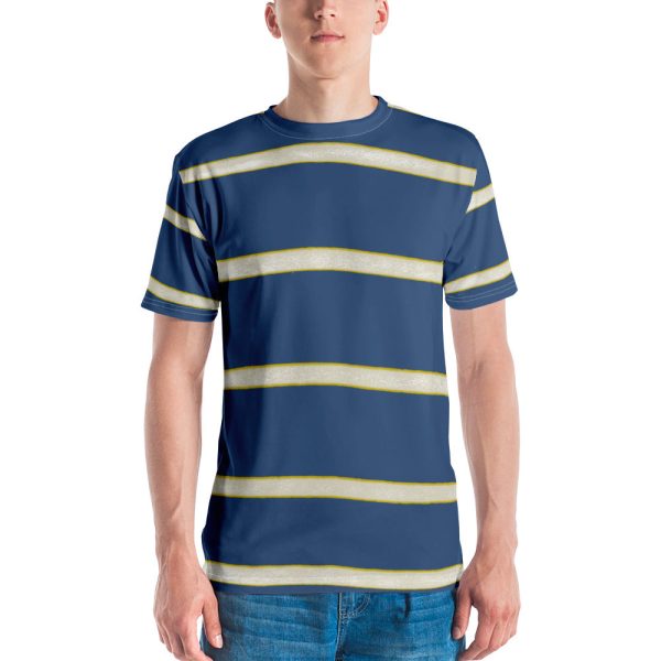 Blue Yellow White Stripe Men s T-shirt Discount