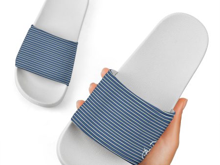 Blue Yellow White Stripe Slide Sandal For Sale