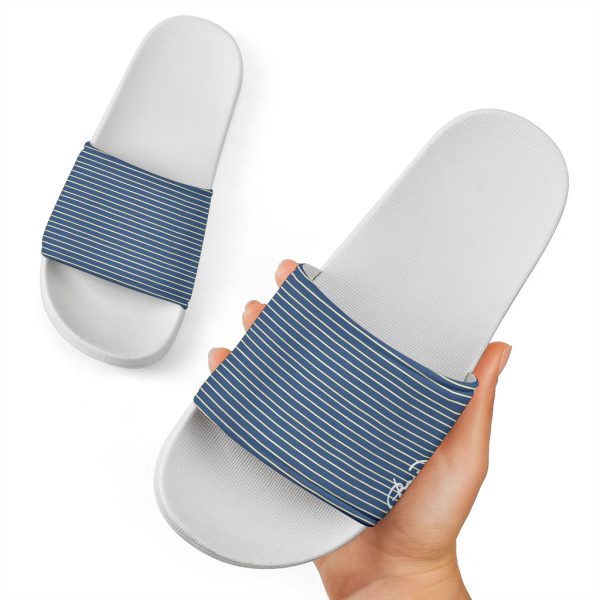 Blue Yellow White Stripe Slide Sandal For Sale