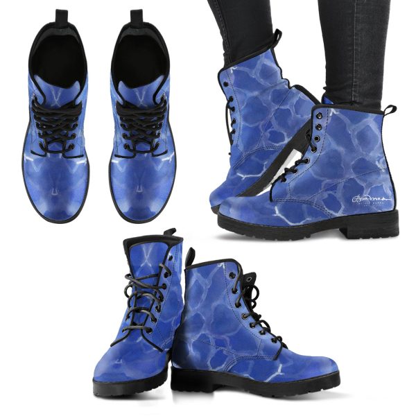 Blue Pool Leather Boots (Vegan) Discount