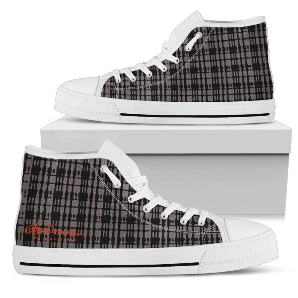 Black Tight Plaid High Top Sneakers Fashion