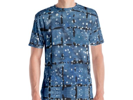 Blu&White Dotted Plaid Men s T-shirt Sale