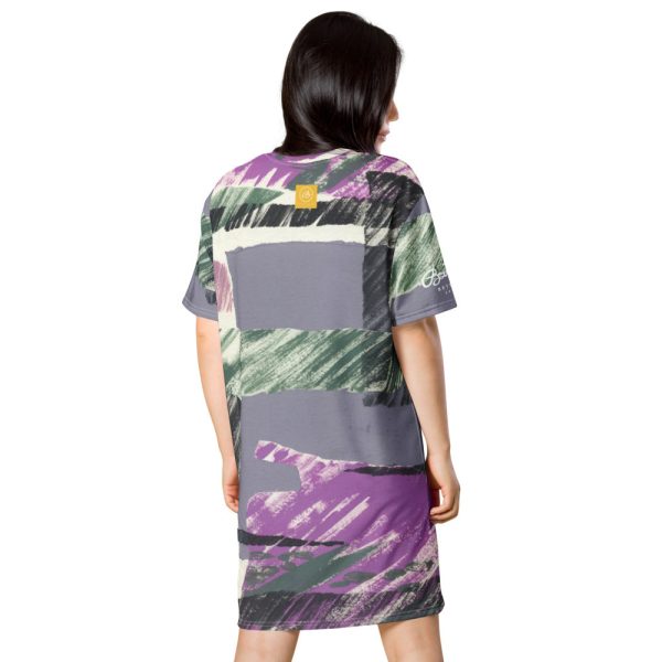 Abstract Collage Stripe T-shirt dress Online now