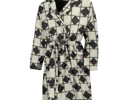 B&W Checkerboard Optical Bath Robe - Men Online Sale