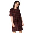 Black Red Tight Plaid T-shirt dress Fashion