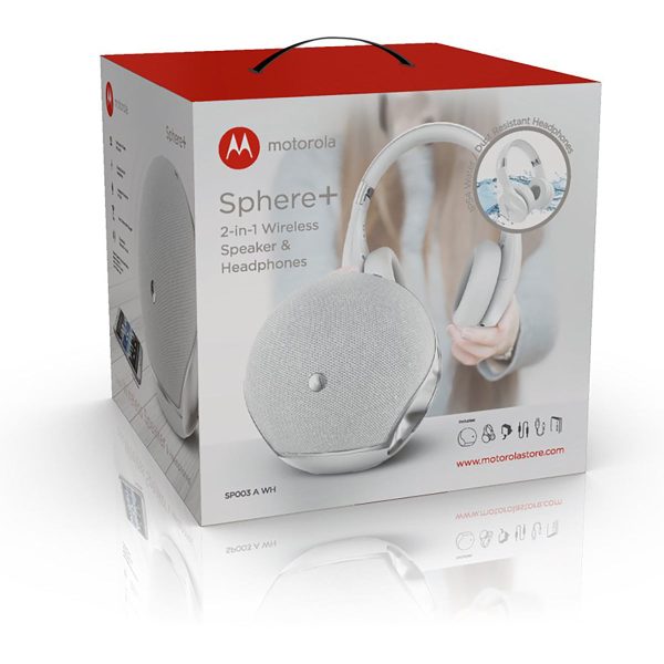 Motorola Sphere+ 2-In-1 Bluetooth Speaker With Over-Ear Headphones - White Online