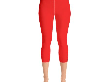 Breath of Fire Orange Yoga Capri Leggings on Sale