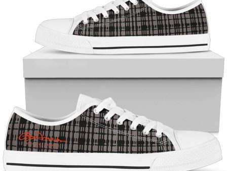 Black Tight Plaid Low Top Sneakers on Sale