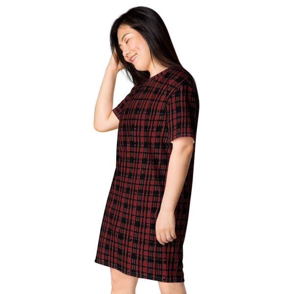 Black Red Tight Plaid T-shirt dress Fashion