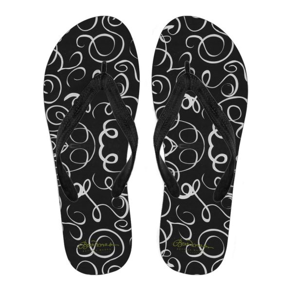 B&W Squiggles Flip Flops Cheap