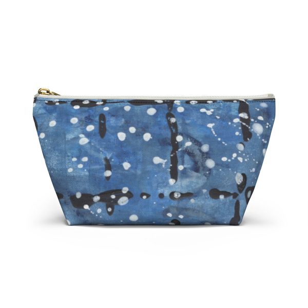 Blu&White Dotted Plaid Accessory Pouch w T-bottom For Sale