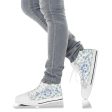 Blu&White Watercolor Floral High Top Sneakers For Cheap