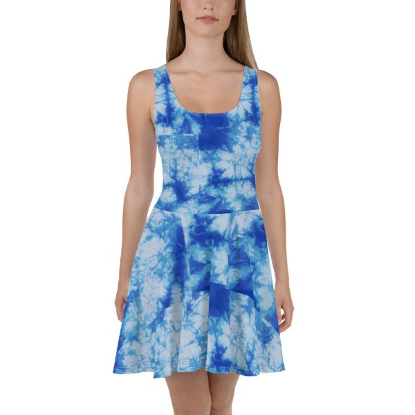 Blue Tie Dye Skater Dress Hot on Sale