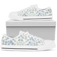 Blu&White Watercolor Floral Low Top Sneakers For Discount