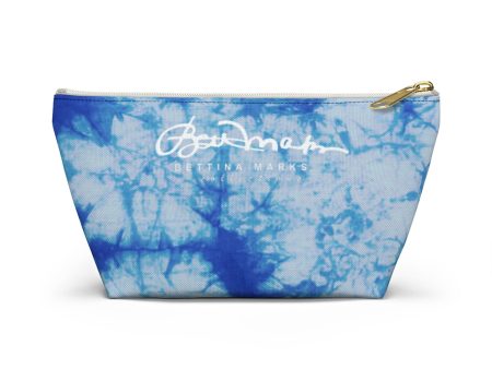 Blue Tie Dye Accessory Pouch w T-bottom on Sale