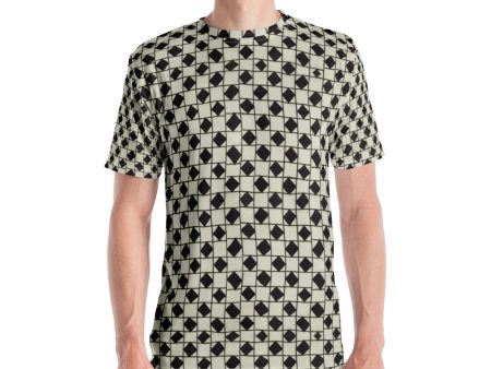 B&W Checkerboard Optical Men s T-shirt For Sale