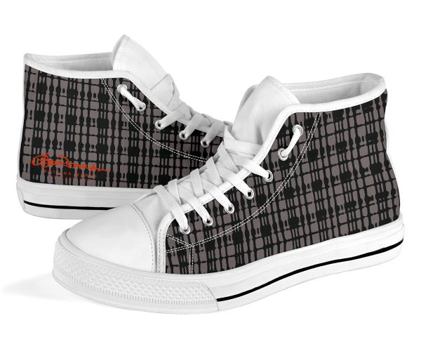 Black Tight Plaid High Top Sneakers Fashion