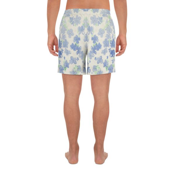 Blu&White Watercolor Floral Mens Shorts Discount