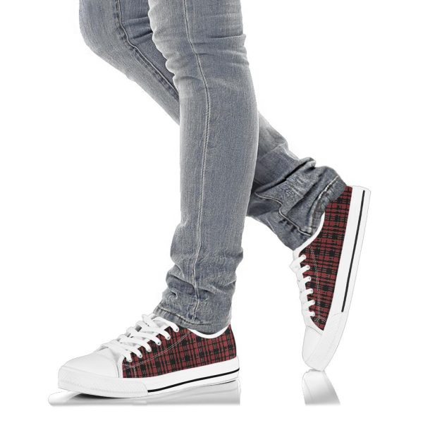 Black Red Tight Plaid Low Top Sneakers For Discount